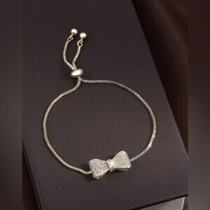 Bow Gold Tone Adjustable Bracelet